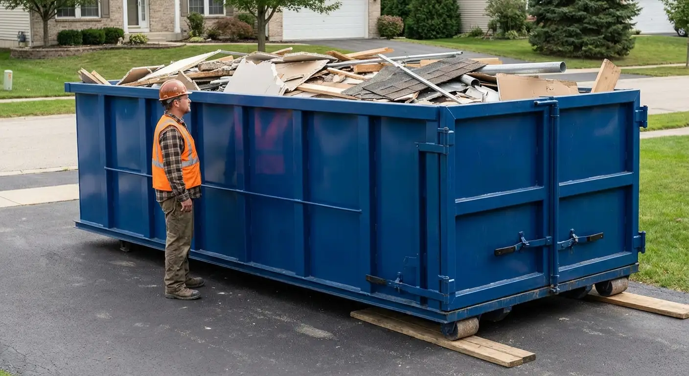 Dumpster loaded correctly to avoid overage fees in Burbank, CA