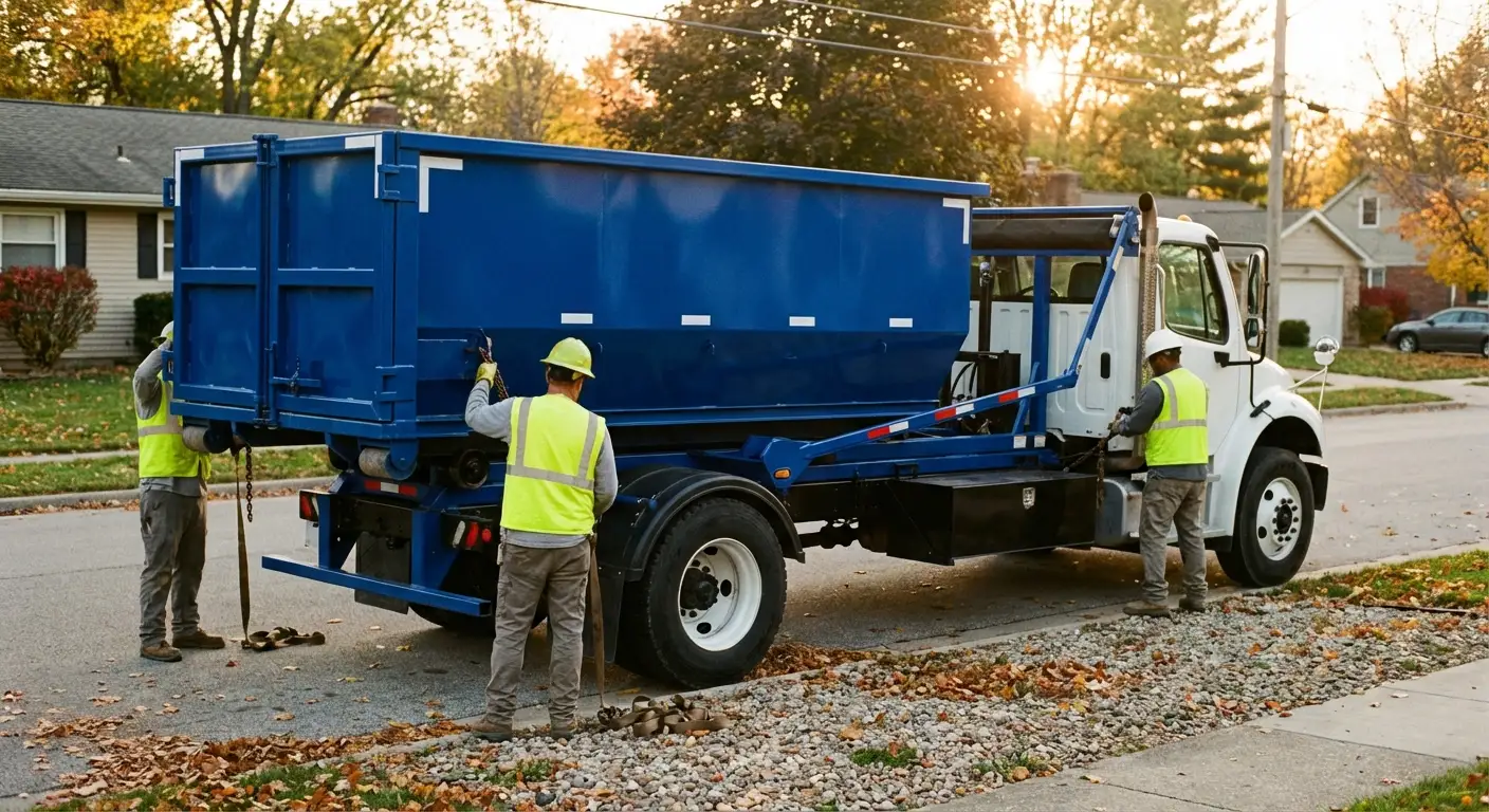Roll-off dumpster delivery truck in Burbank, CA